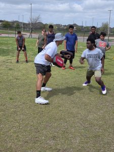 Defensive line training in Houston